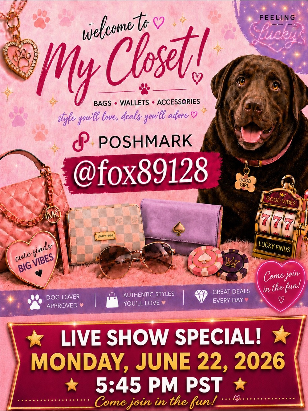 Poshmark Closet Promo Graphic - Pink & Gold Theme